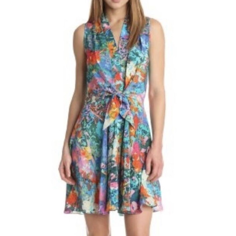 Amanda Uprichard floaty ahort skeeve dress.
Abstract pattern Petite